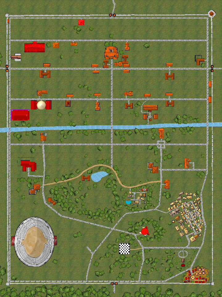 A graphical map of the city of Midgaard without the extra buildings.