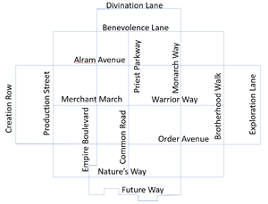 A map with street names