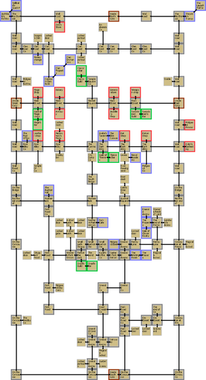 A low resolution map of the city of Midgaard.