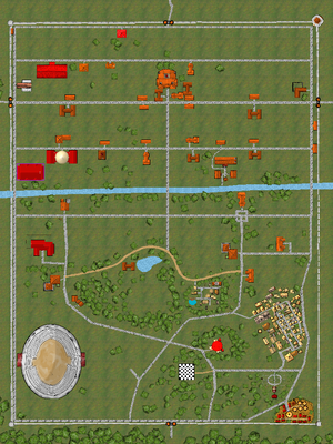 A graphical map of the city of Midgaard without the extra buildings.