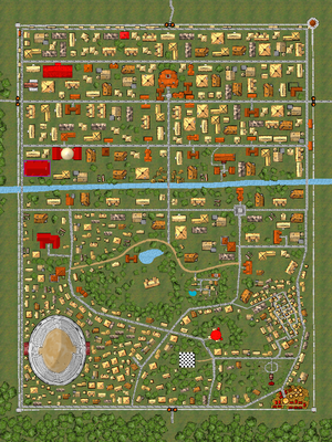 A graphical map of the city of Midgaard without labels.